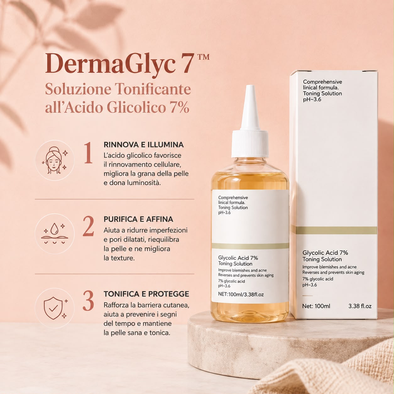 DermaGlyc 7™  Soluzione Tonificante all'Acido Glicolico 7%
