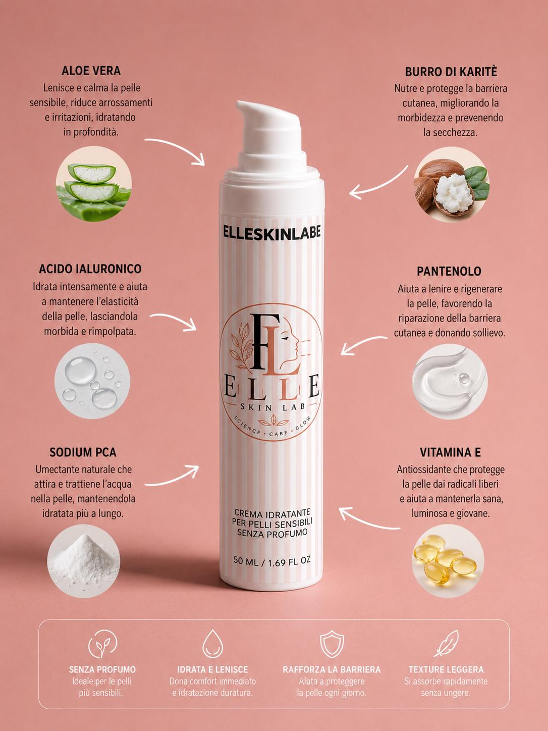 ELLESKINLABE - CREMA IDRATANTE PER PELLI SENSIBILI
